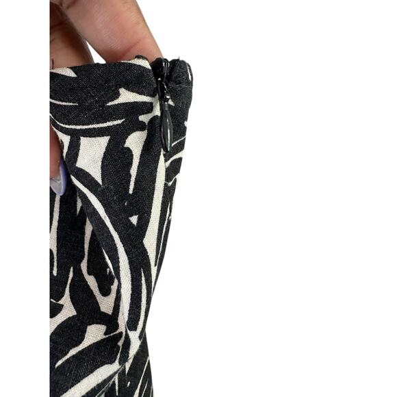 Lafayette 148 Plus Black White Office Work Career Linen Blend A-Line Skirt 18 - Picture 4 of 7